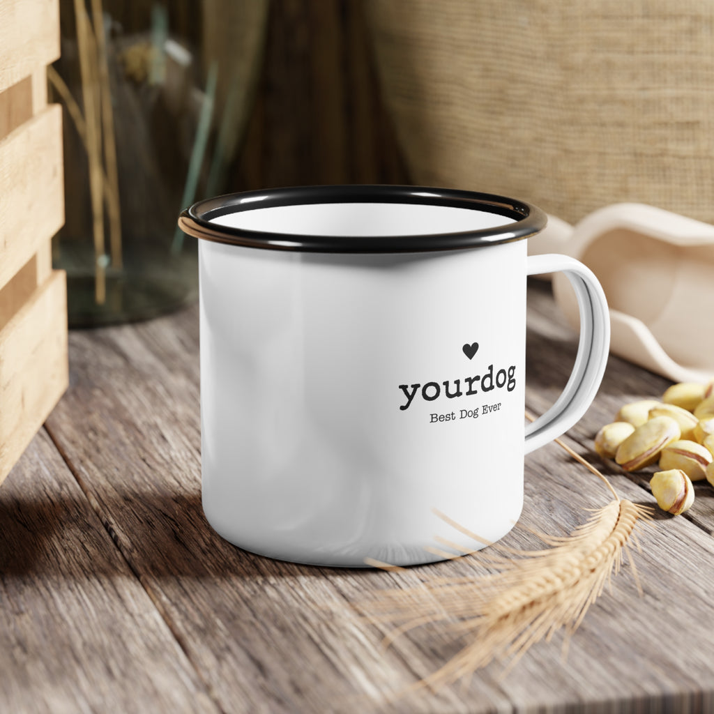 Enamel Camp Mug — "yourdog Best Dog Ever" Personalized Dog Lover Coffee Cup