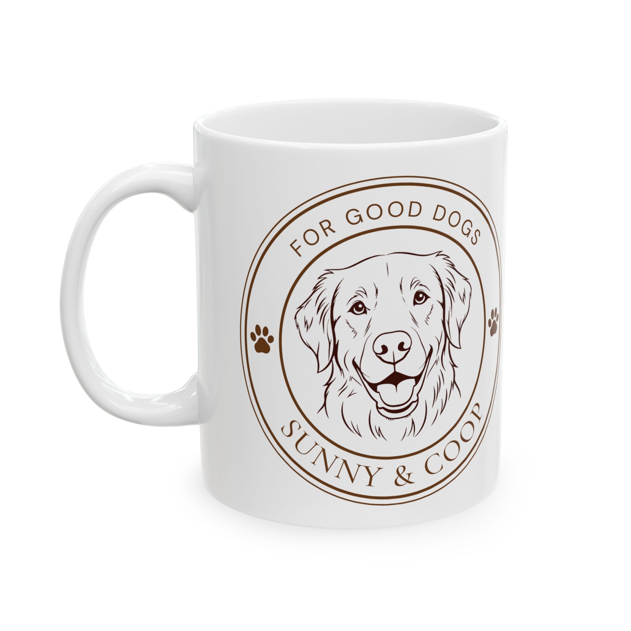 Ceramic Mug - 'For Good Dogs' Sunny & Coop Paw Print Coffee Cup (11oz/15oz)