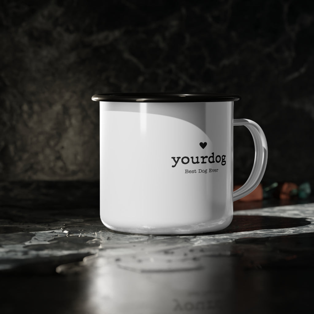 Enamel Camp Mug — "yourdog Best Dog Ever" Personalized Dog Lover Coffee Cup