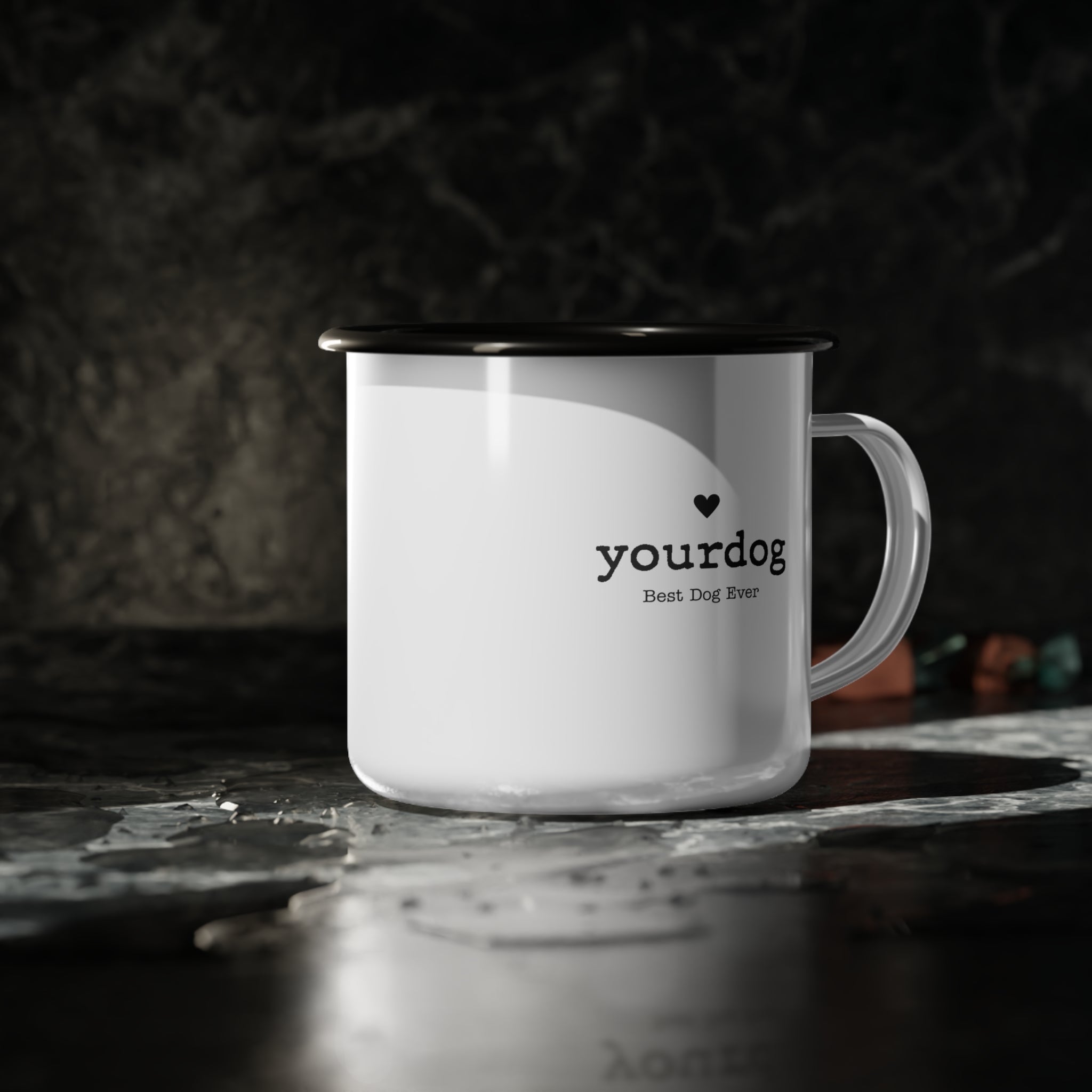 Enamel Camp Mug — "yourdog Best Dog Ever" Personalized Dog Lover Coffee Cup